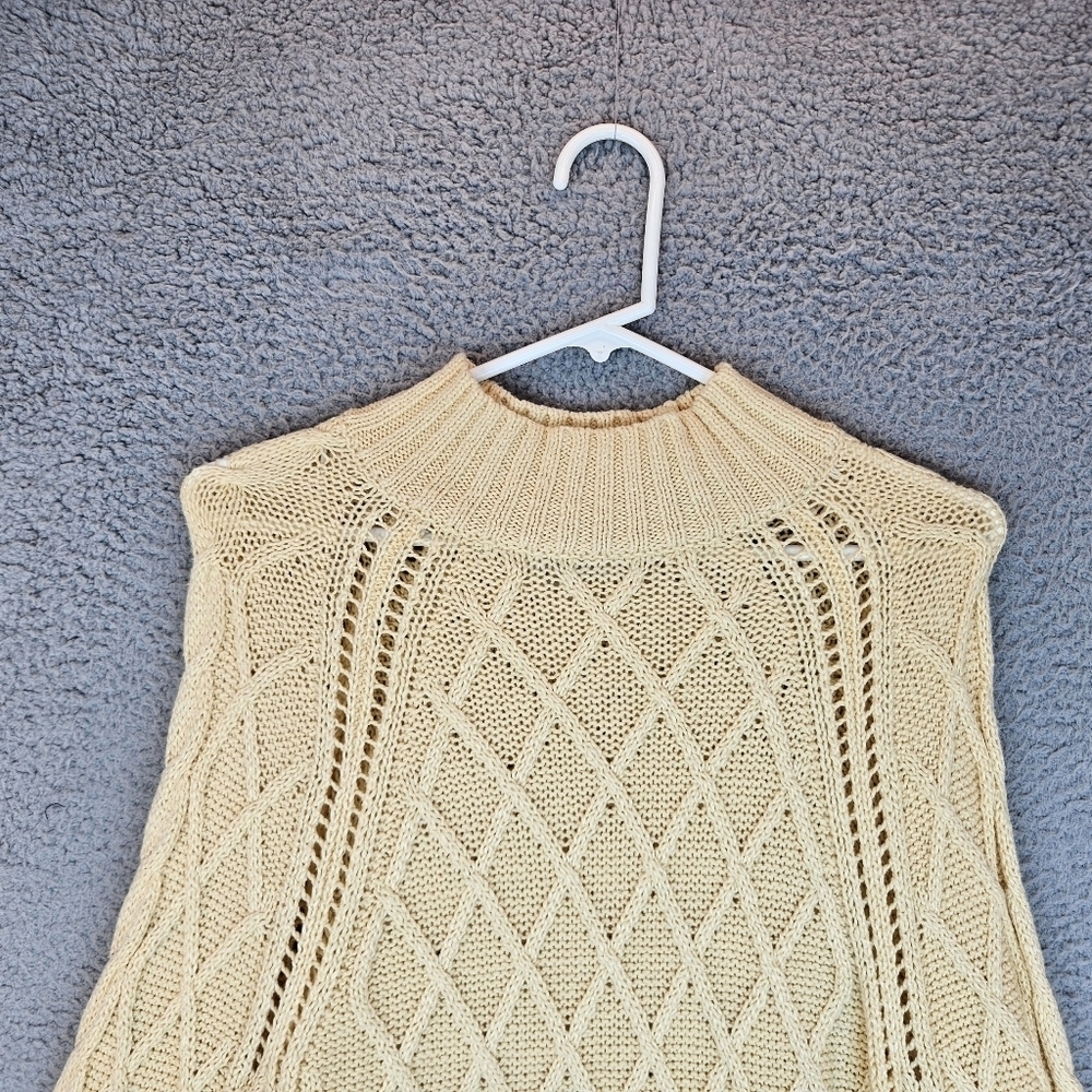 American Eagle Womens Yellow Knit Cropped Sweater Sz M Turtleneck Pullover* - Picture 3 of 9